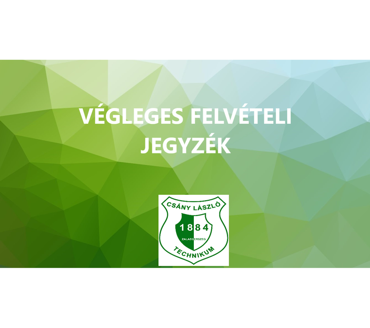 Végleges felvételi jegyzék közzététele 