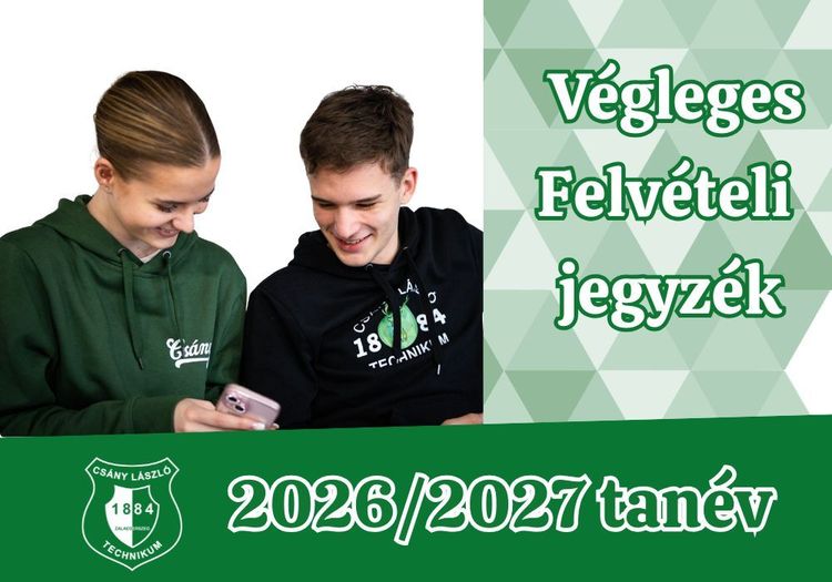 Végleges felvételi jegyzék 